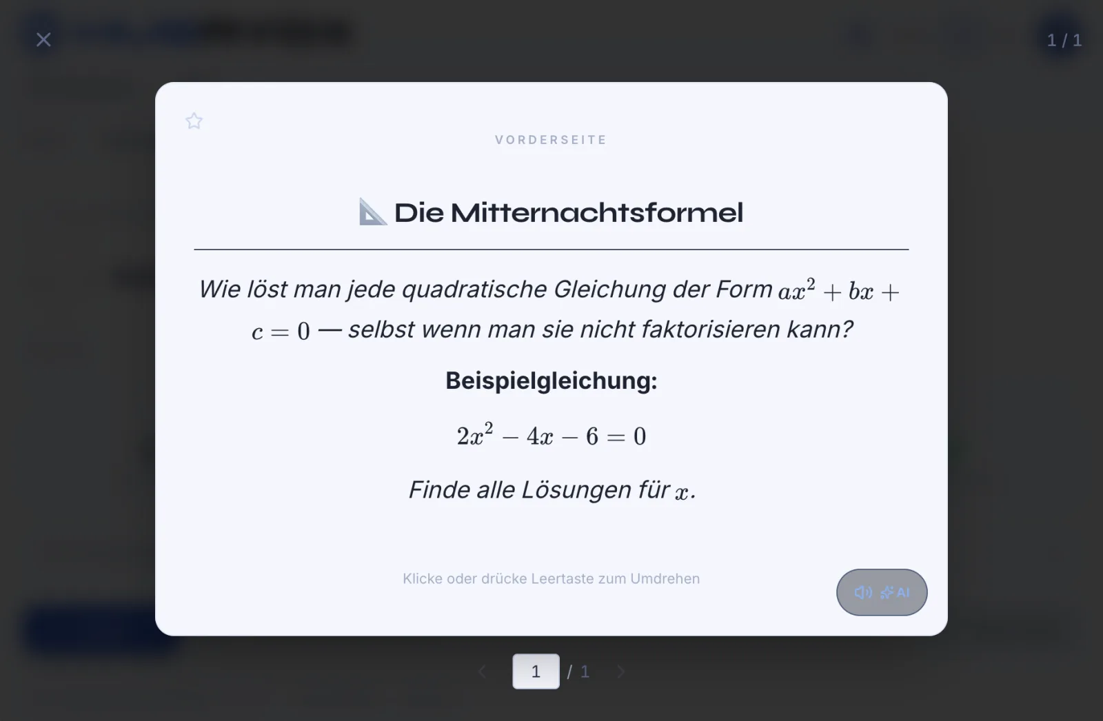 Study card with Markdown & LaTeX